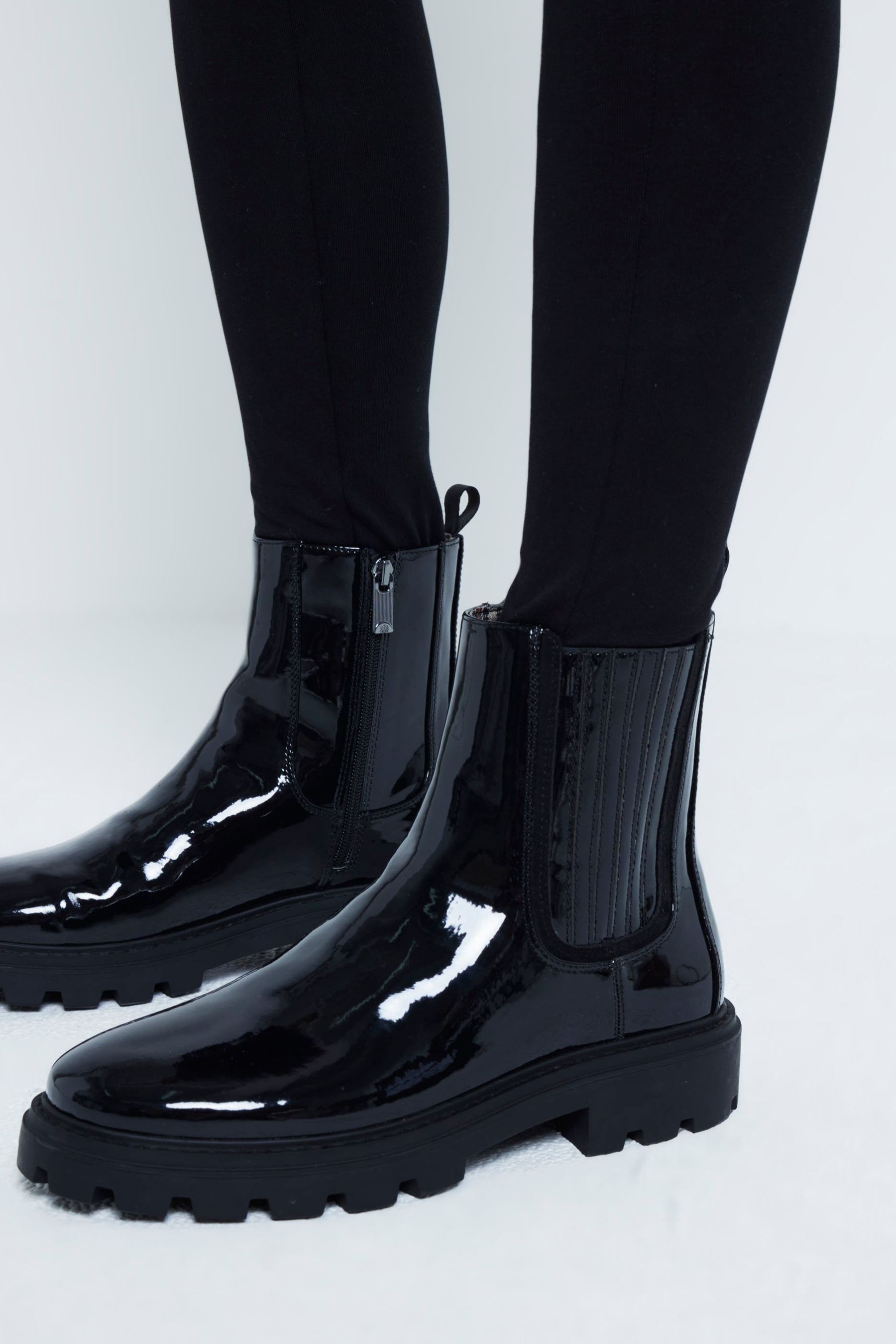 River Island Black Patent Chelsea Boots