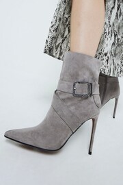 River Island Grey Buckle Heeled Boots - Image 1 of 4