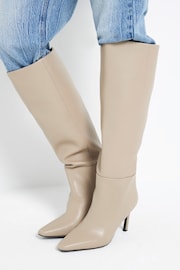 River Island Beige Heeled Knee High Leg Boots - Image 1 of 4