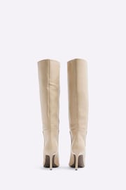 River Island Beige Heeled Knee High Leg Boots - Image 3 of 4