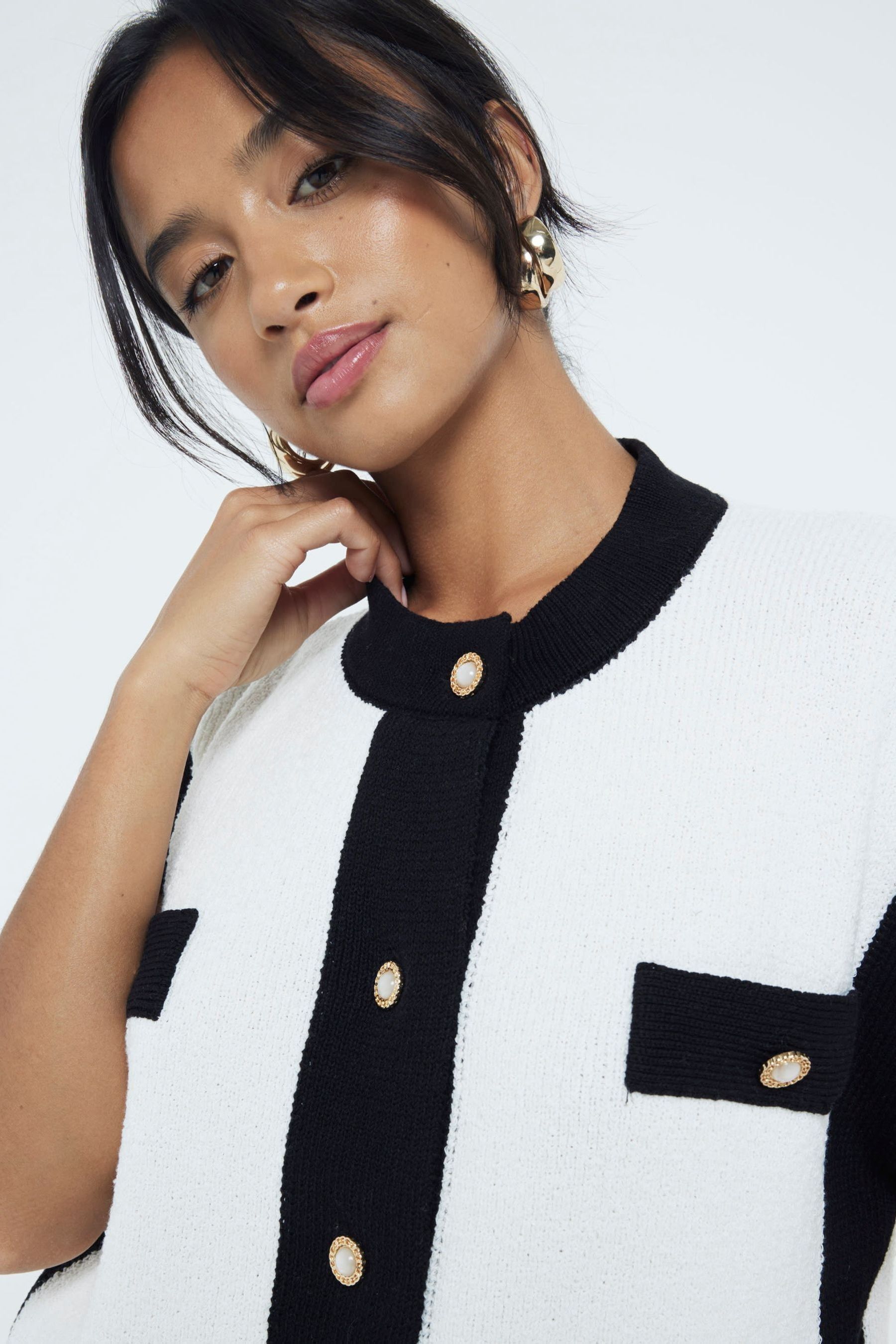 Buy River Island Cream Petite Tipped Waistcoat from the Next UK online shop