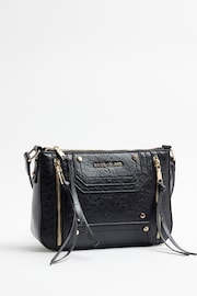 River Island Black Panelled Zip Front Crossbody Bag - Image 1 of 5