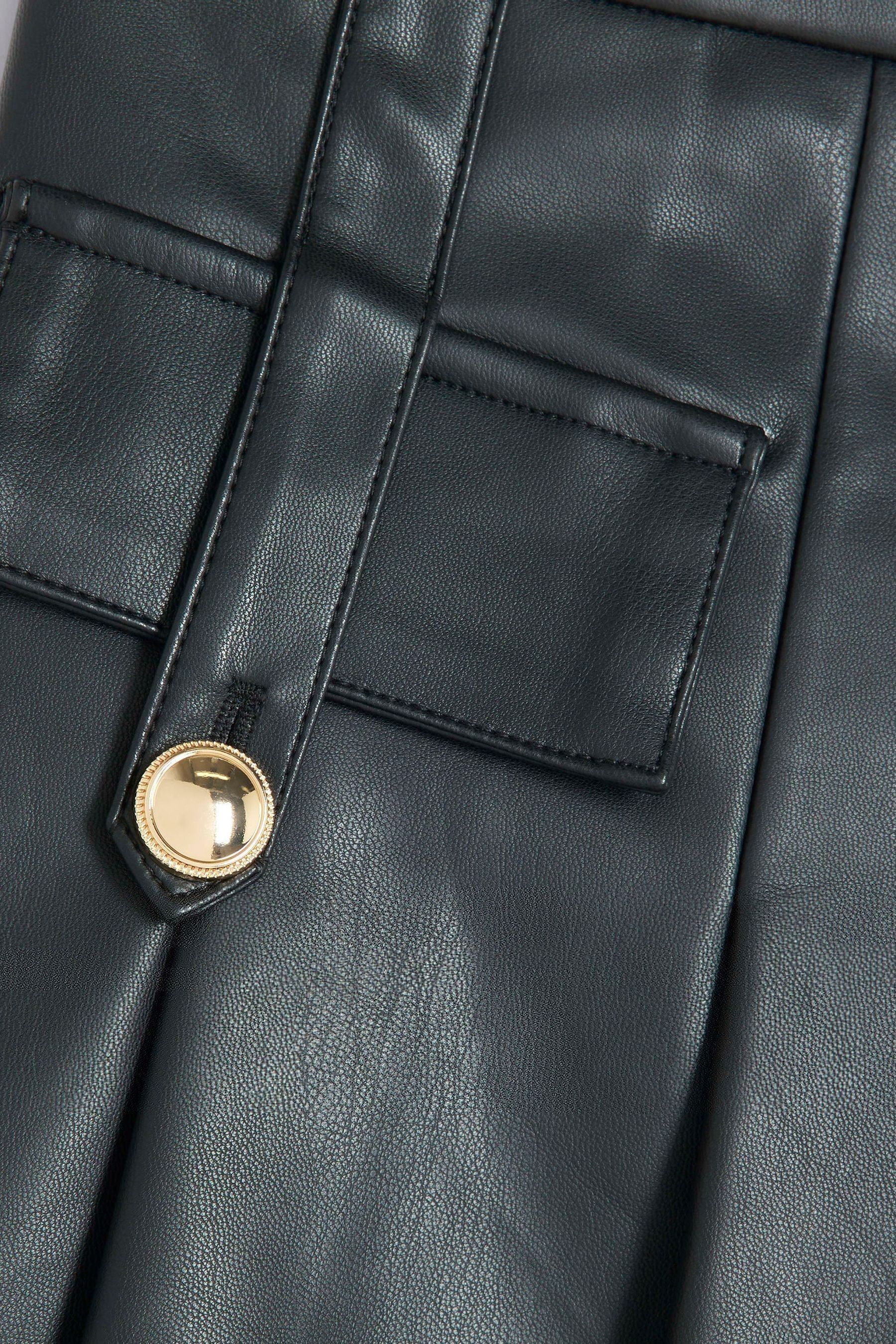 Buy River Island Black Pleated Military Faux Leather Shorts from the Next UK online shop