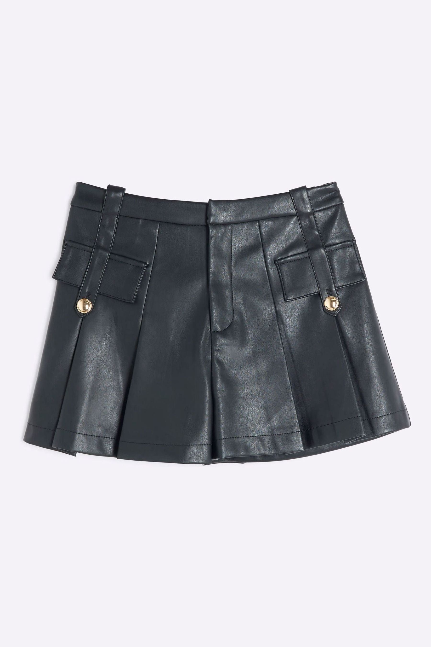 River island black leather shorts outlet