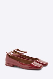 River Island Red Ankle Strap Ballet Flats - Image 2 of 4