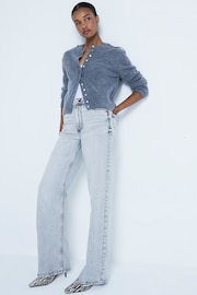 River Island Grey Relaxed High Rise Straight 100% Cotton Jeans - Image 1 of 4