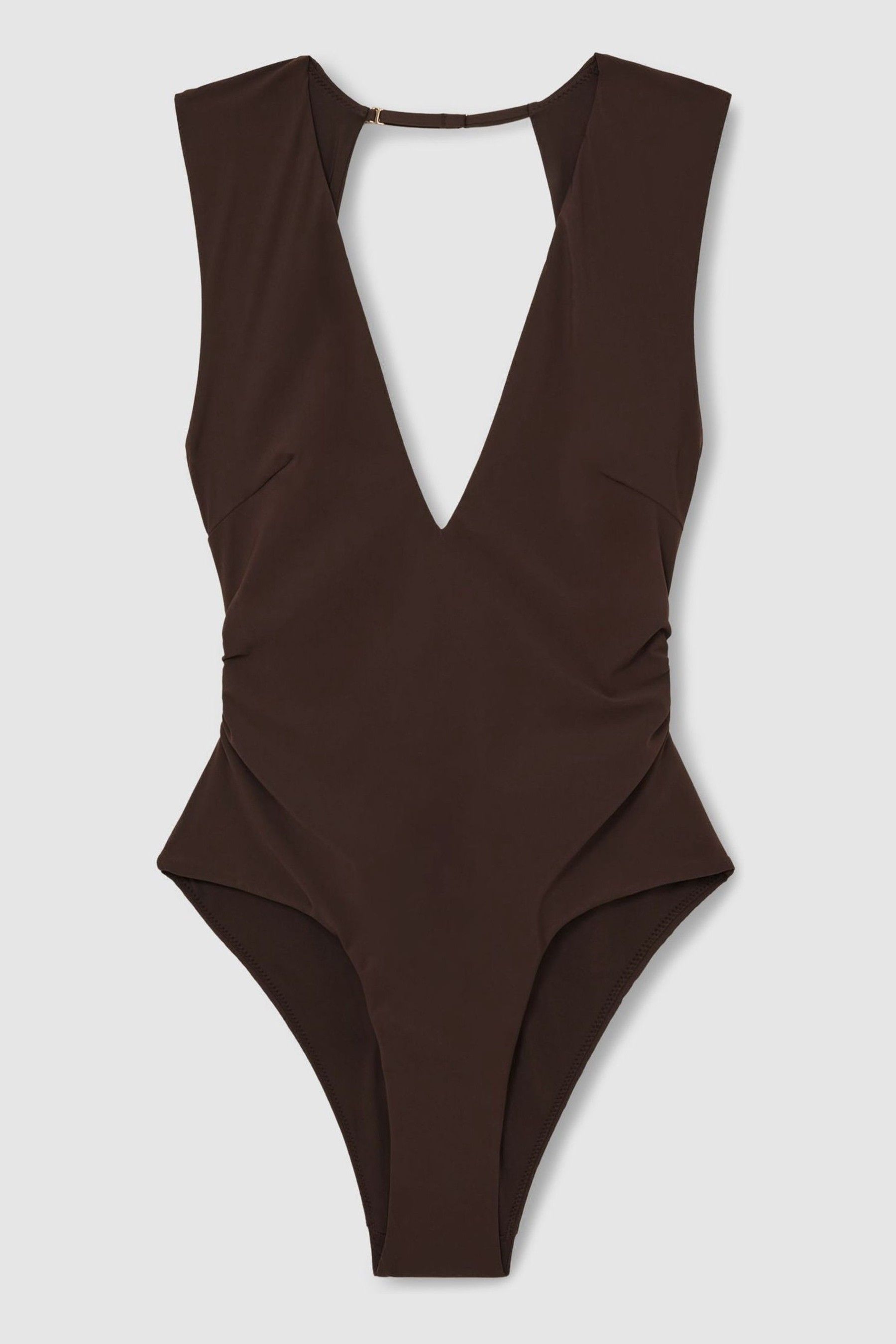 Reiss Naomi Plunge Ruched Open Back Swimsuit from Next Oman