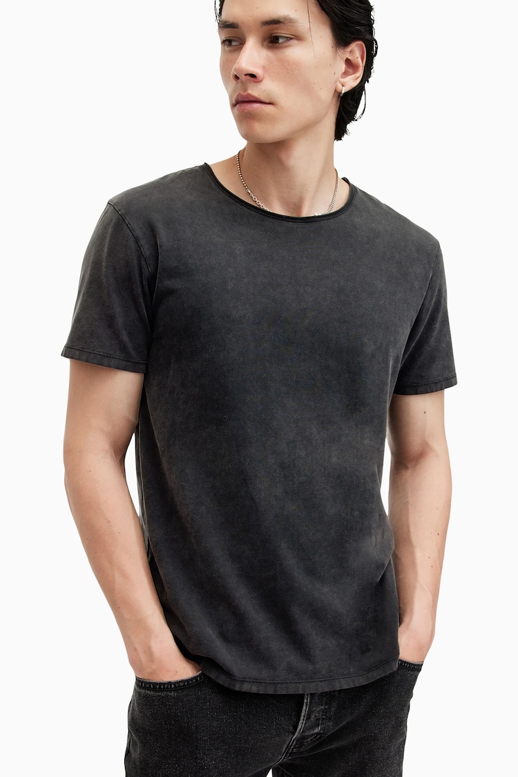 AllSaints Black Bodega Short Sleeve Crew T-Shirt - Image 1 of 7