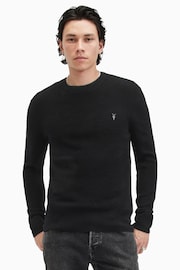 AllSaints Black Ivar Merino Crew Jumper - Image 1 of 6