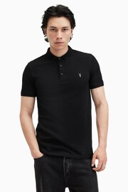 AllSaints Black Reform Shortsleeve Polo Shirt - Image 1 of 5