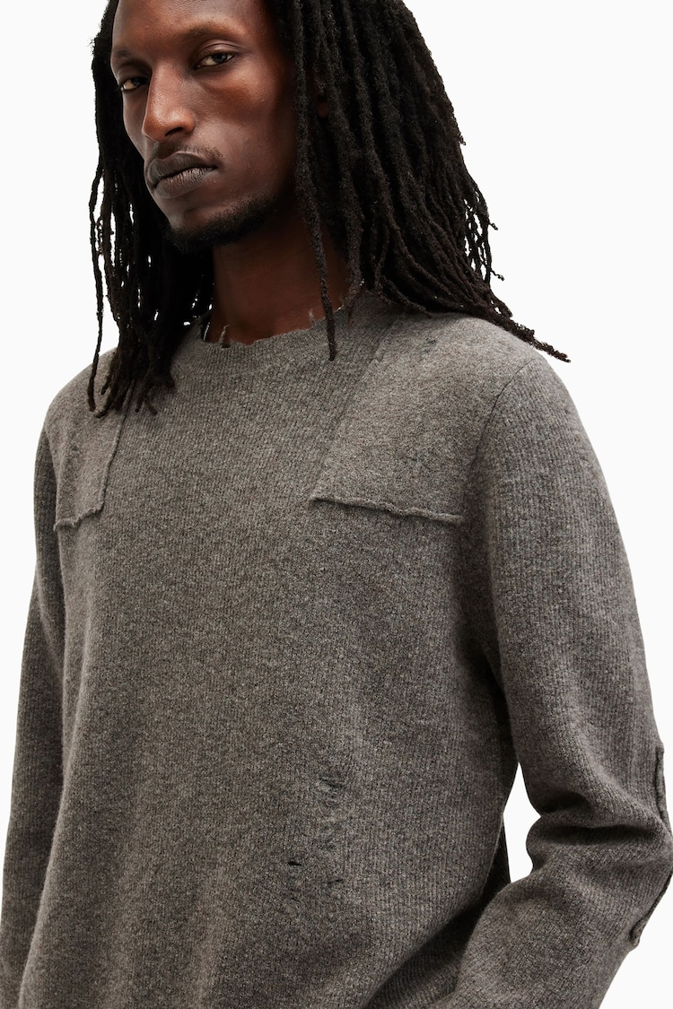 AllSaints Brown Pointer Crew Jumper - Image 2 of 7