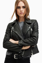 AllSaints Grey Cargo Biker Jacket - Image 2 of 9