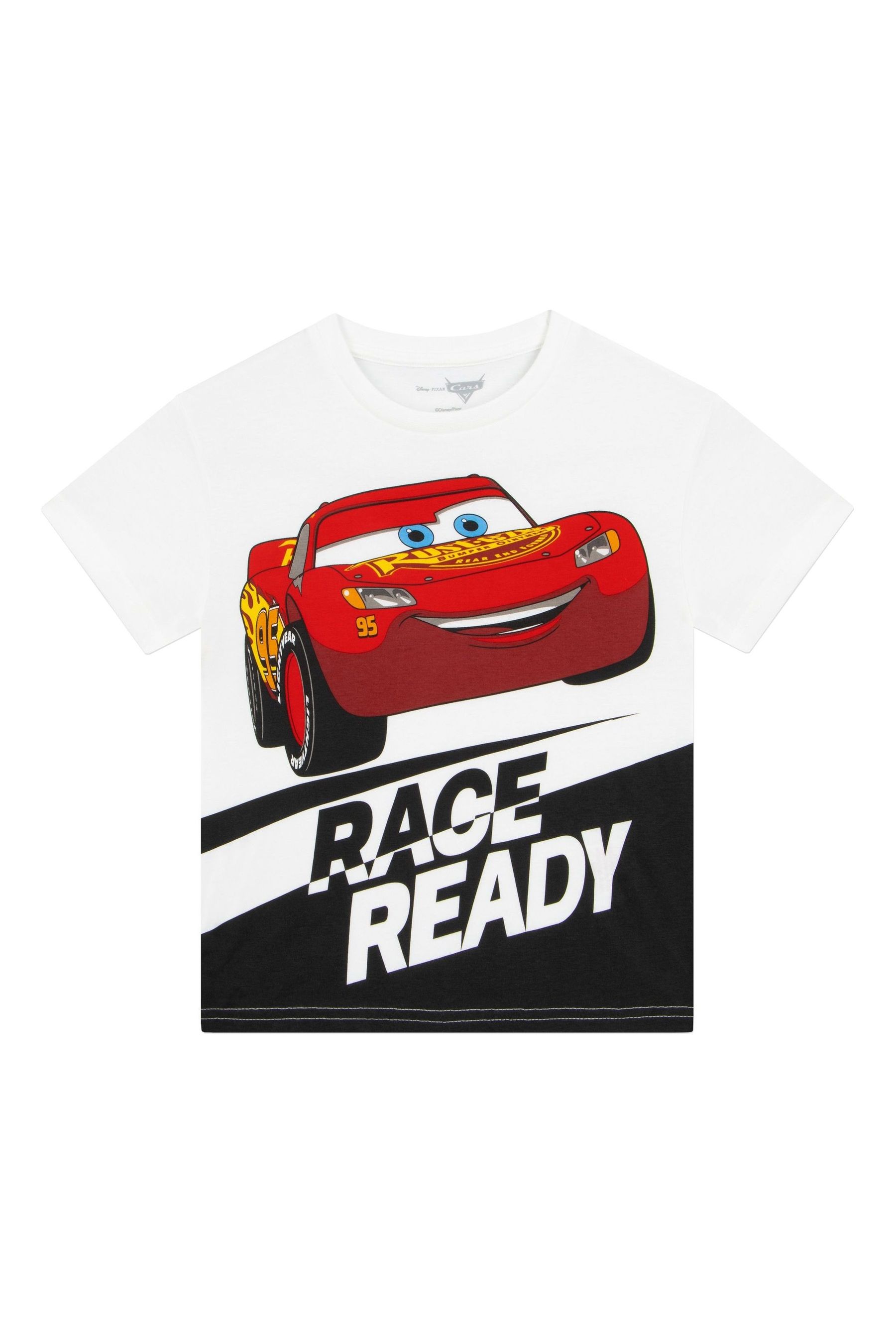 Character White Disney Cars Lightning McQueen 100 Cotton T Shirt 56years Boys