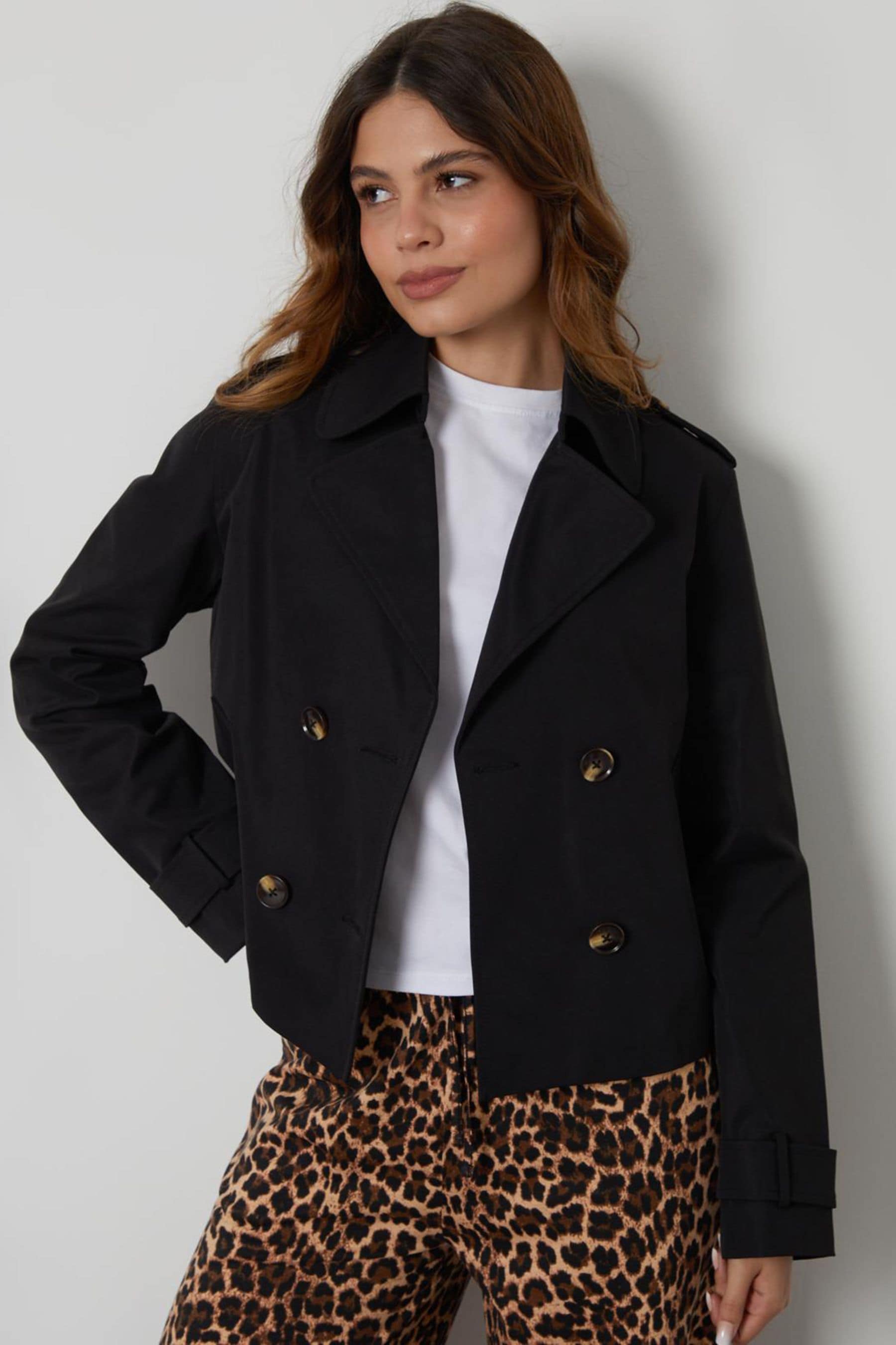 Double breasted cropped jacket shop