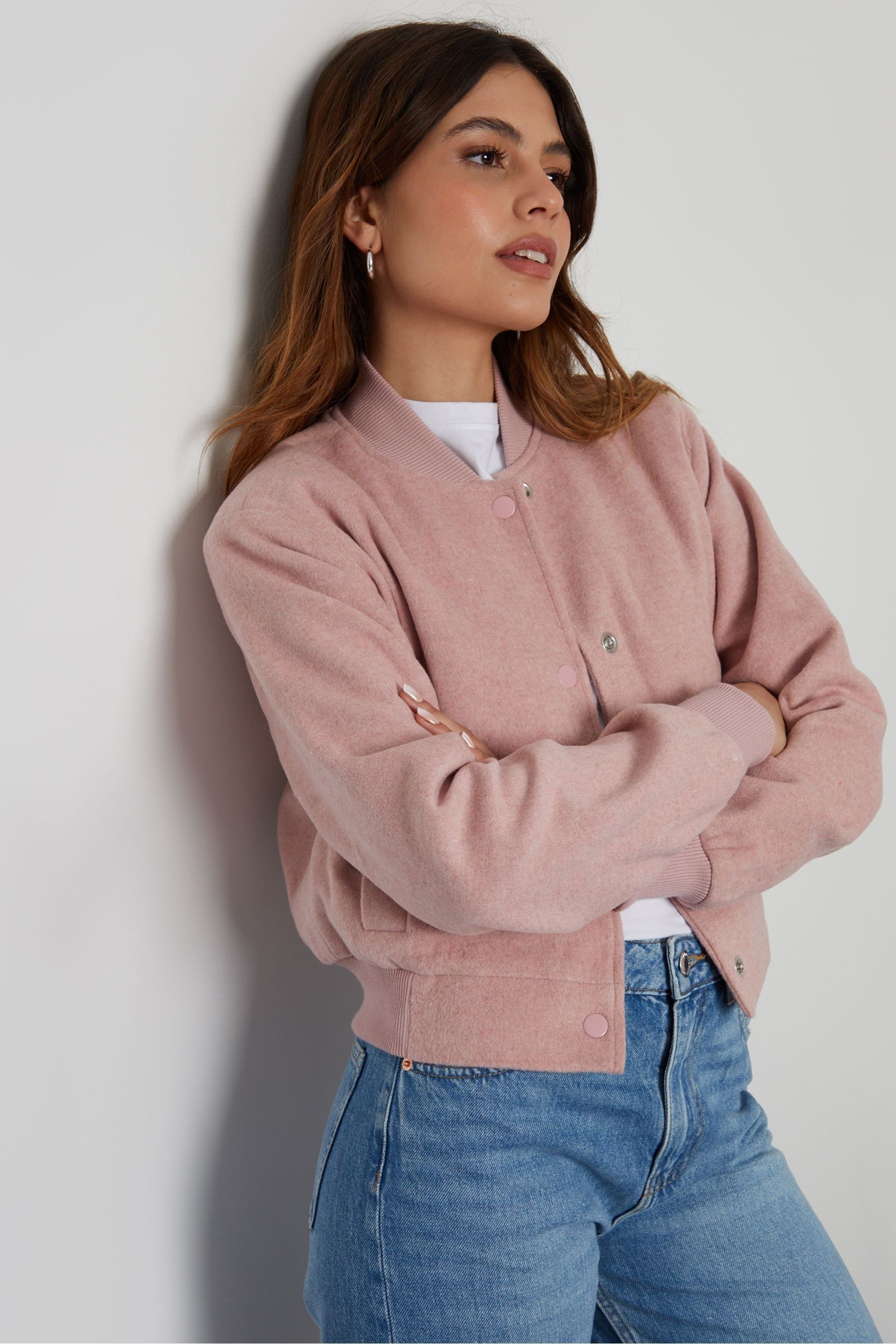 Pink cropped jacket uk online