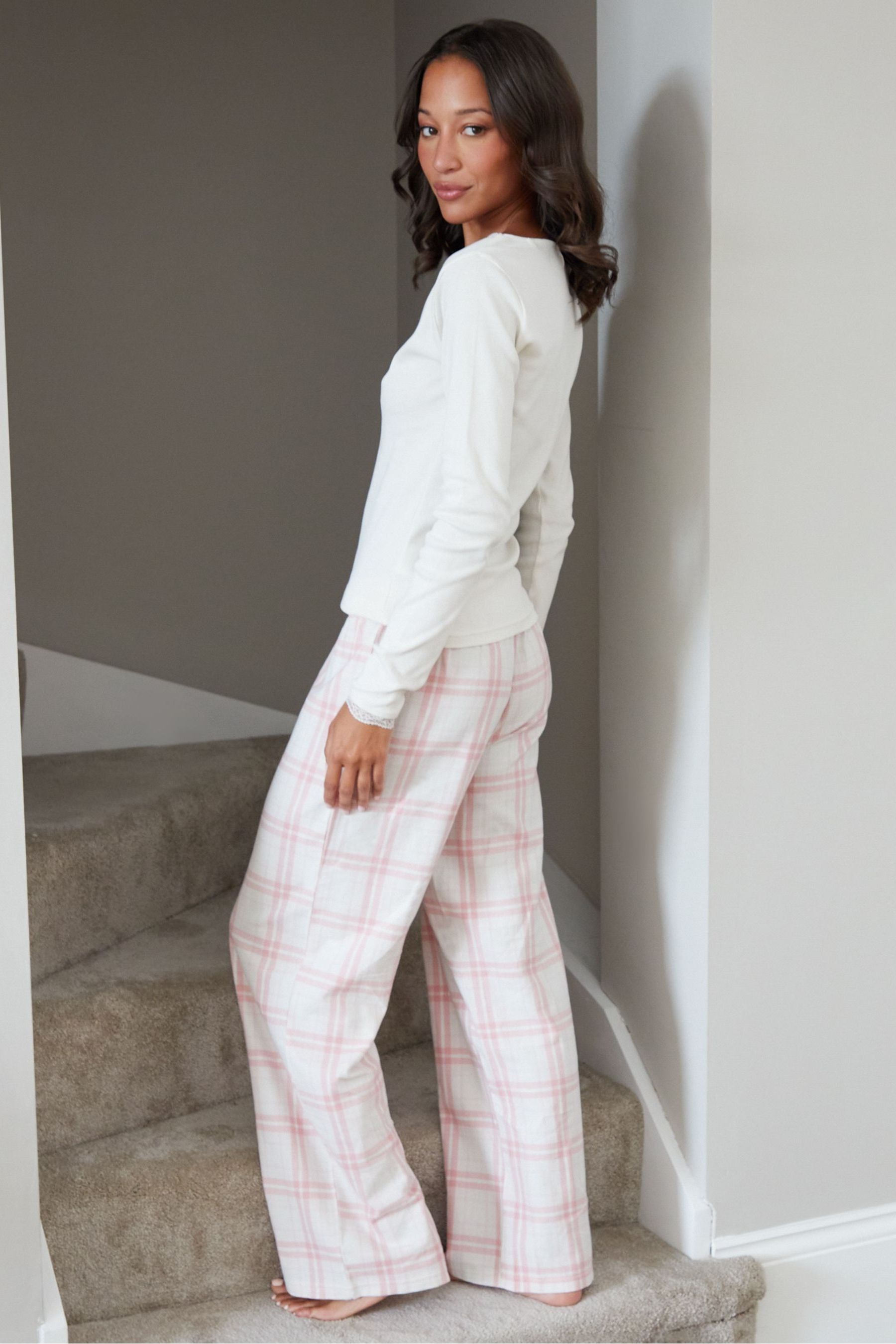 Threadbare Pink Cotton Long Sleeve 100 Cotton Pyjama Set