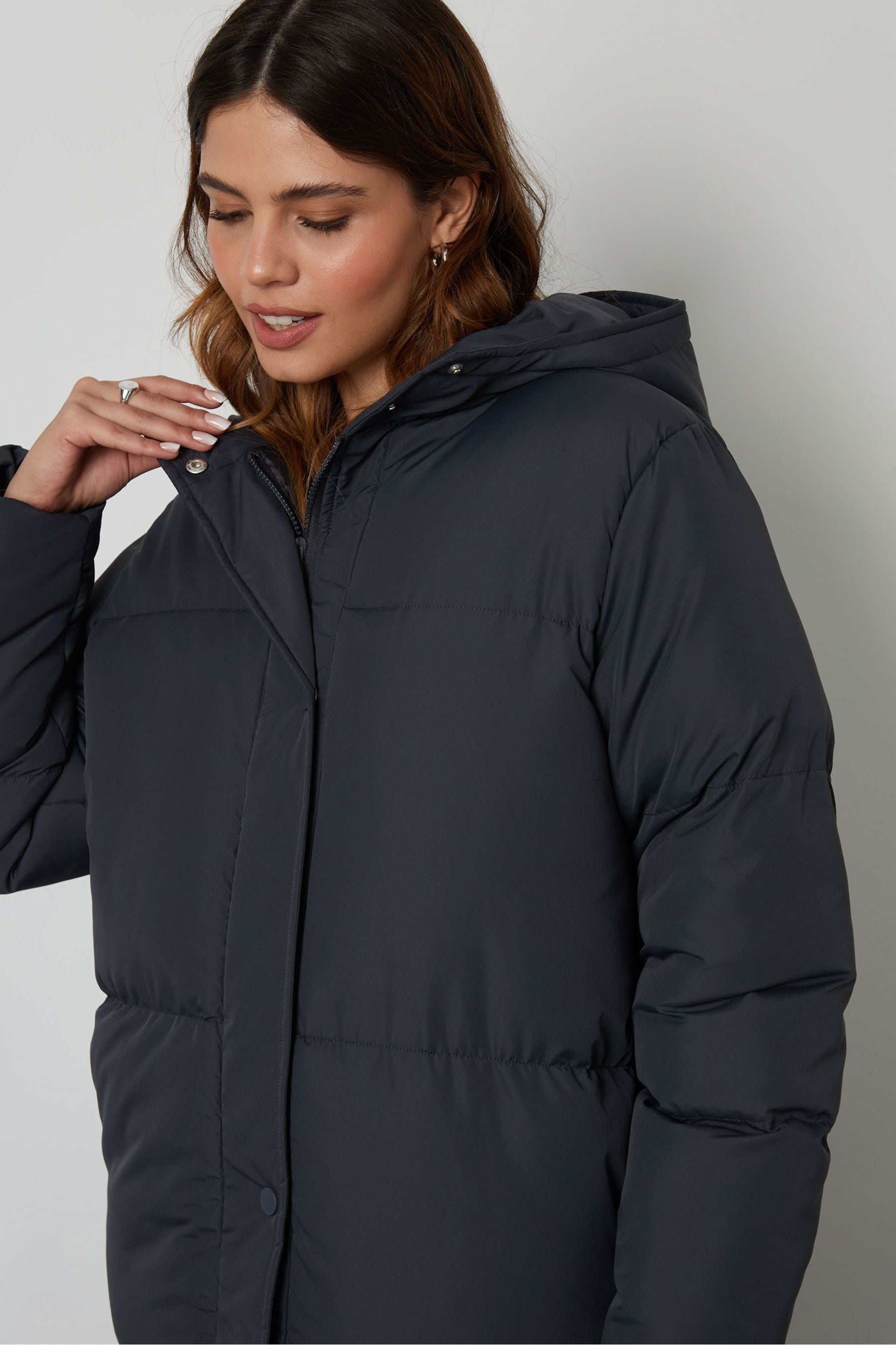 Buy Threadbare Grey Longline Hooded Padded Coat from Next Luxembourg