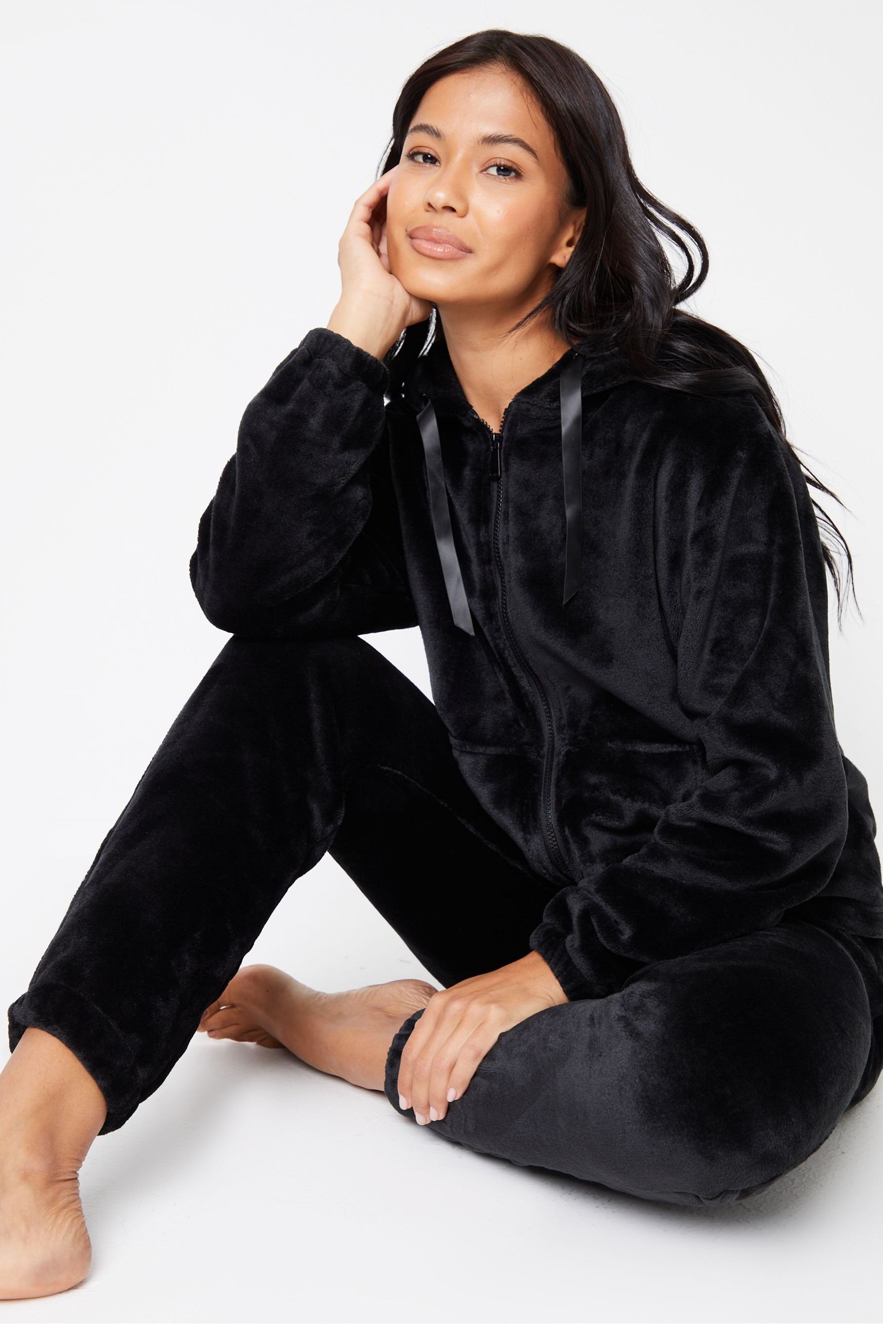 Buy Threadbare Black Velour Loungewear Set from Next Canada
