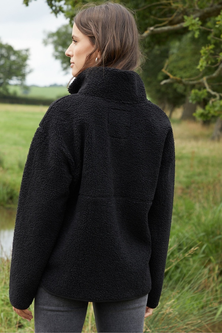 Threadbare Black Half Zip Borg Fleece - Image 2 of 5