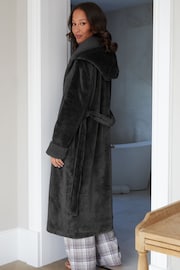 Threadbare Black Faux Fur Trim Dressing Gown - Image 2 of 4