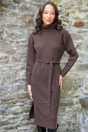 Threadbare Brown Belted Roll Neck Knitted Midi Jumper Dress - Image 3 of 4