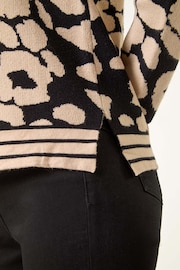 Roman Black Animal Print V-Neck Jumper - Image 5 of 5