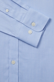 Duchamp Blue Duchamp Mens Royal Herringbone 100% Cotton Shirt - Image 5 of 5