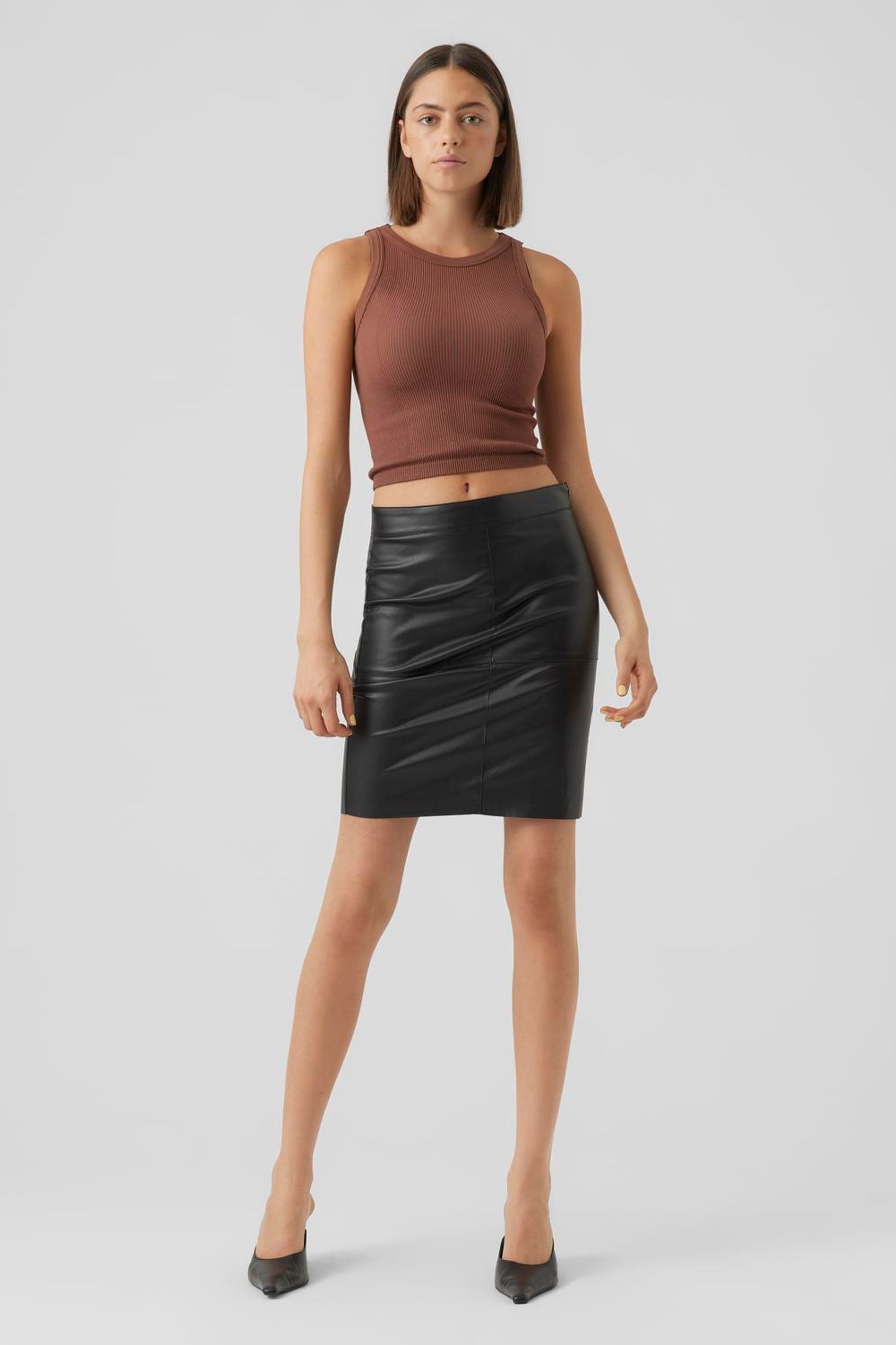 Buy VERO MODA Black Mini Faux Leather Seam Detail Skirt from Next Azerbaijan