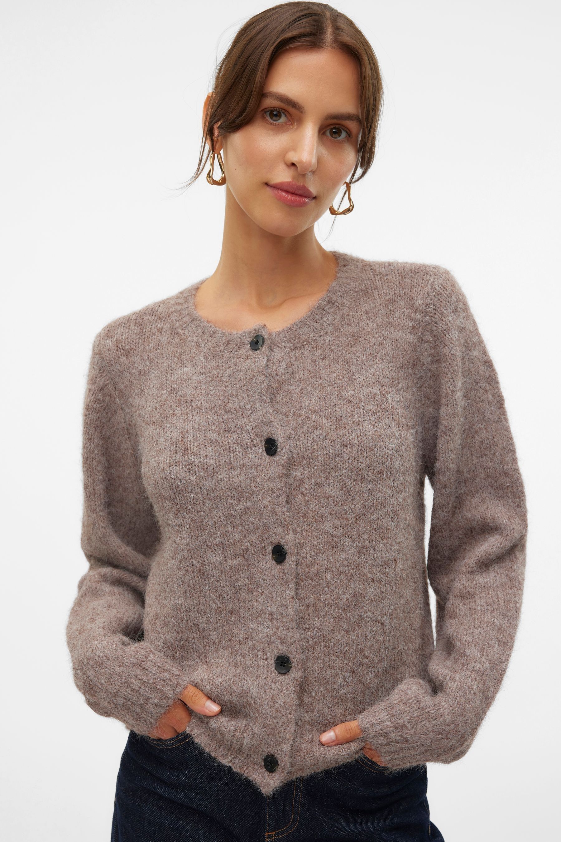 Buy VERO MODA Brown Round Neck Button Up Cardigan from Next Singapore