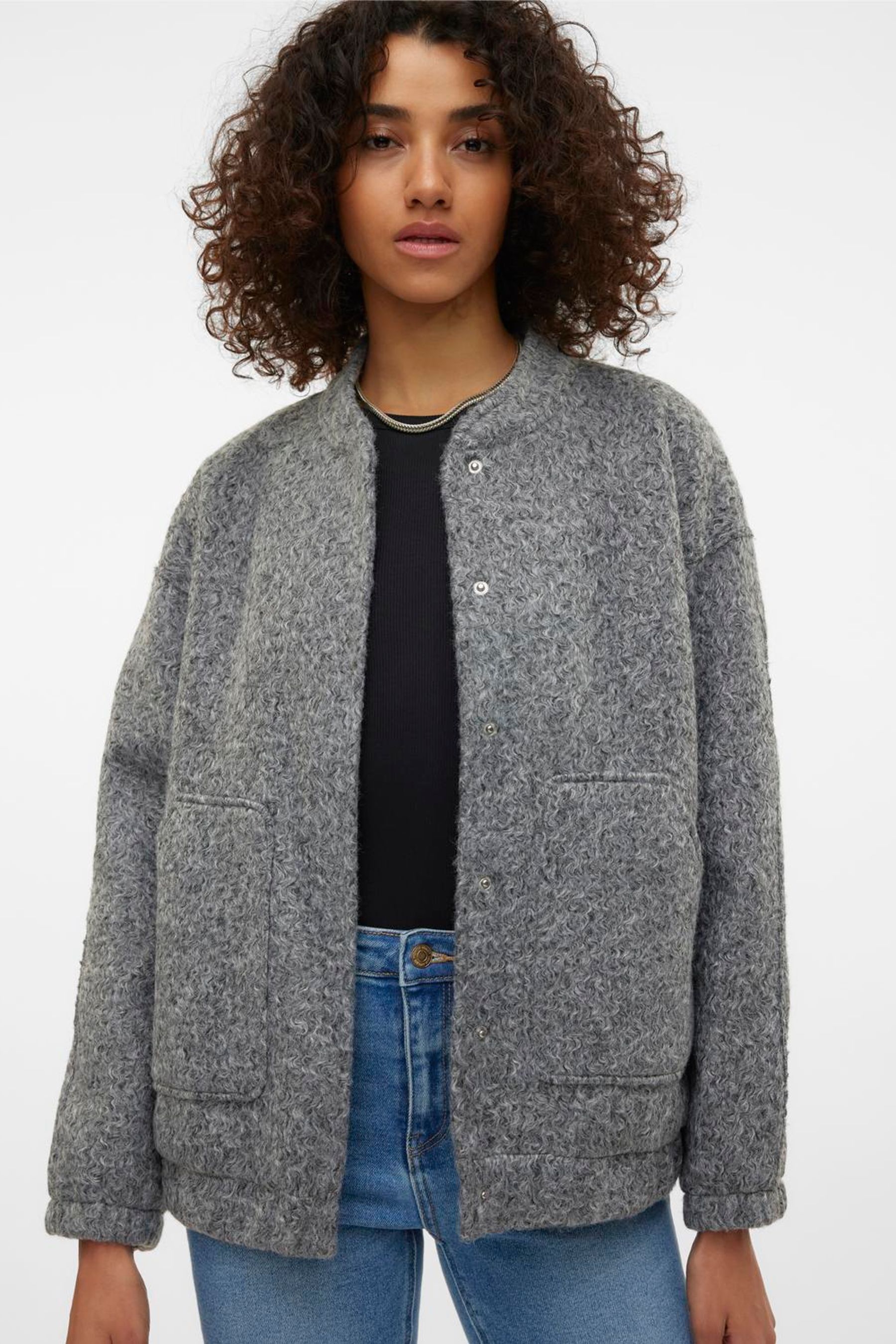 Buy VERO MODA Grey Textured Bomber Jacket from Next Singapore