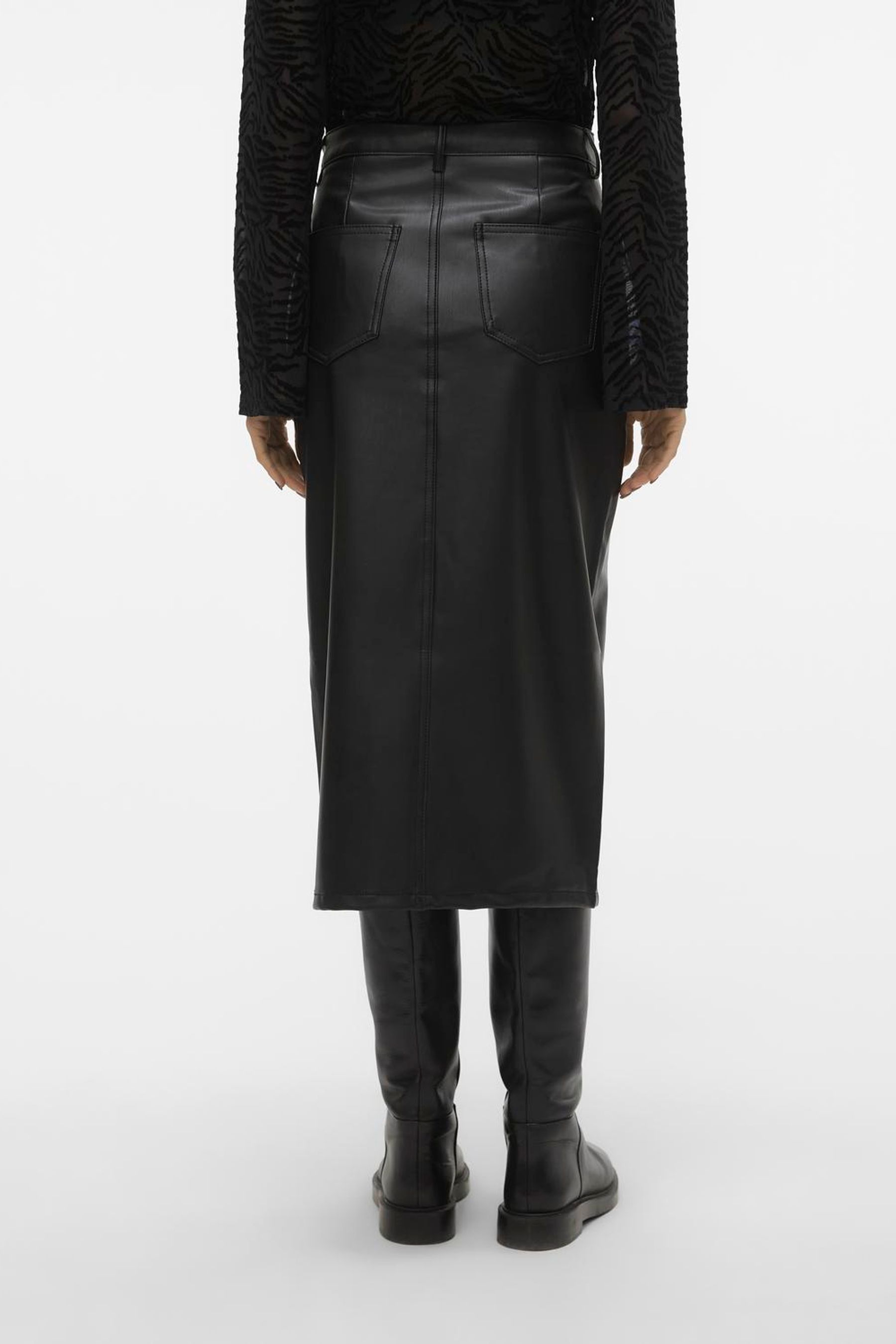 Vero moda pleated leather skirt sale