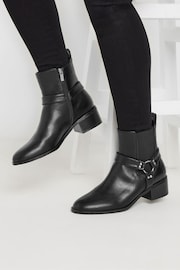 Long Tall Sally Black Harness Biker Ankle Boots - Image 5 of 5