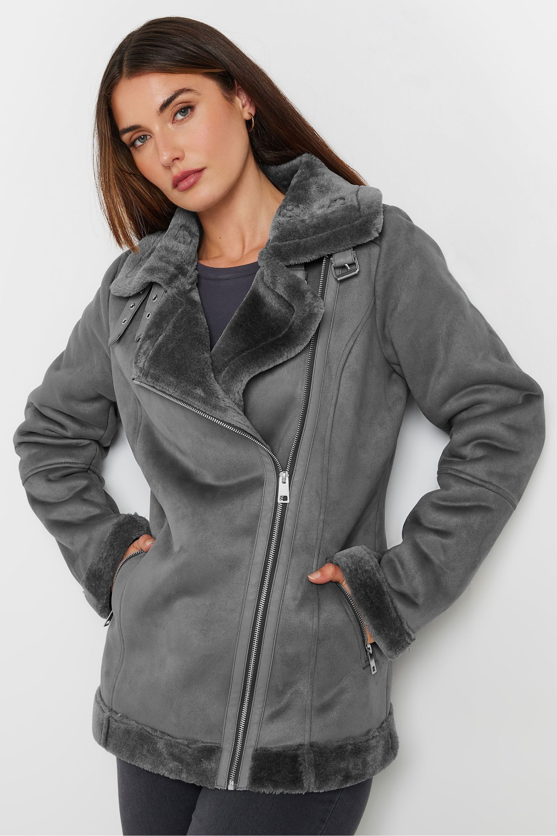 Grey aviator jacket womens hotsell