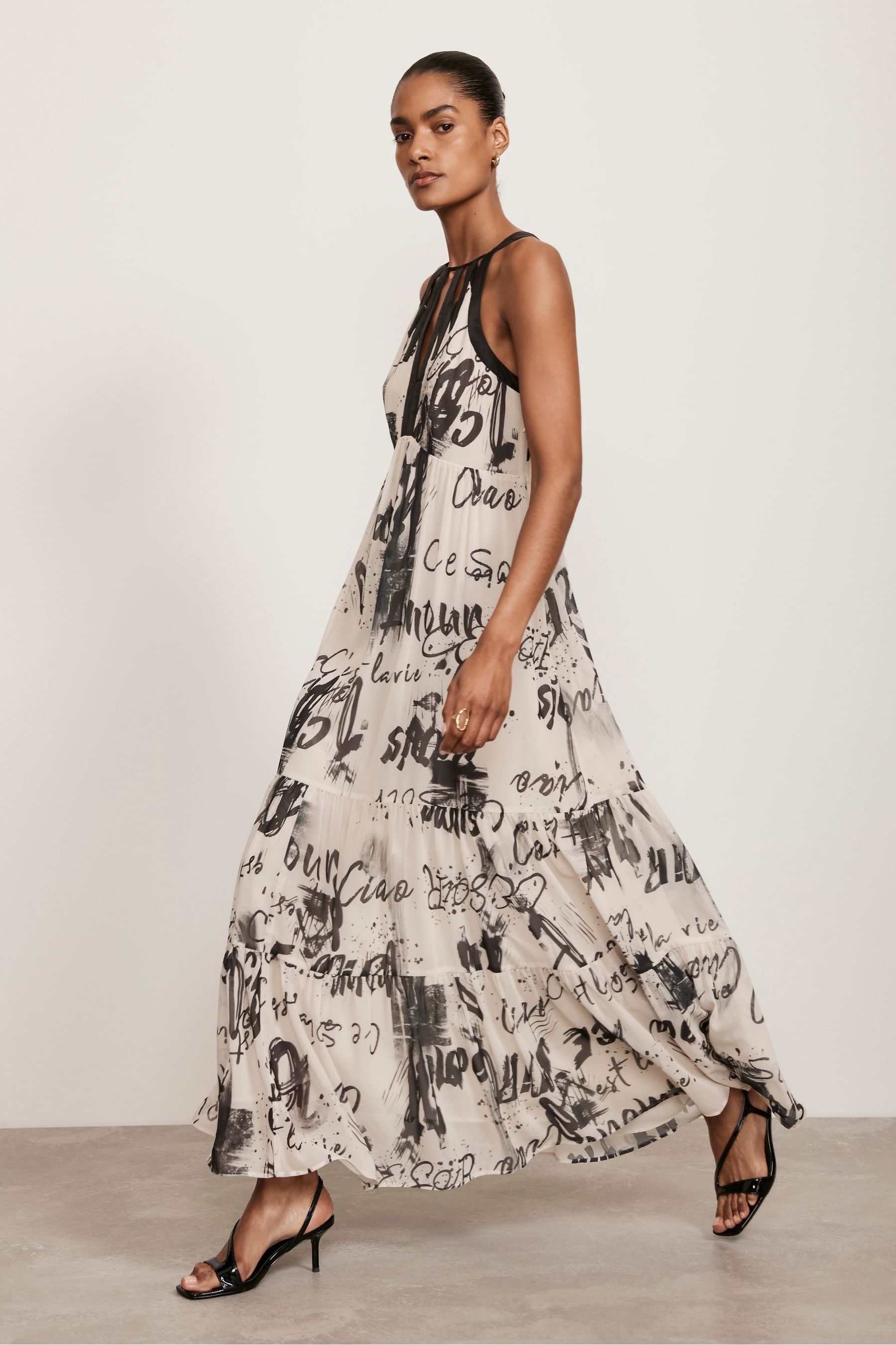 Buy Mint Velvet Cream Abstract Print Maxi Dress from Next Luxembourg