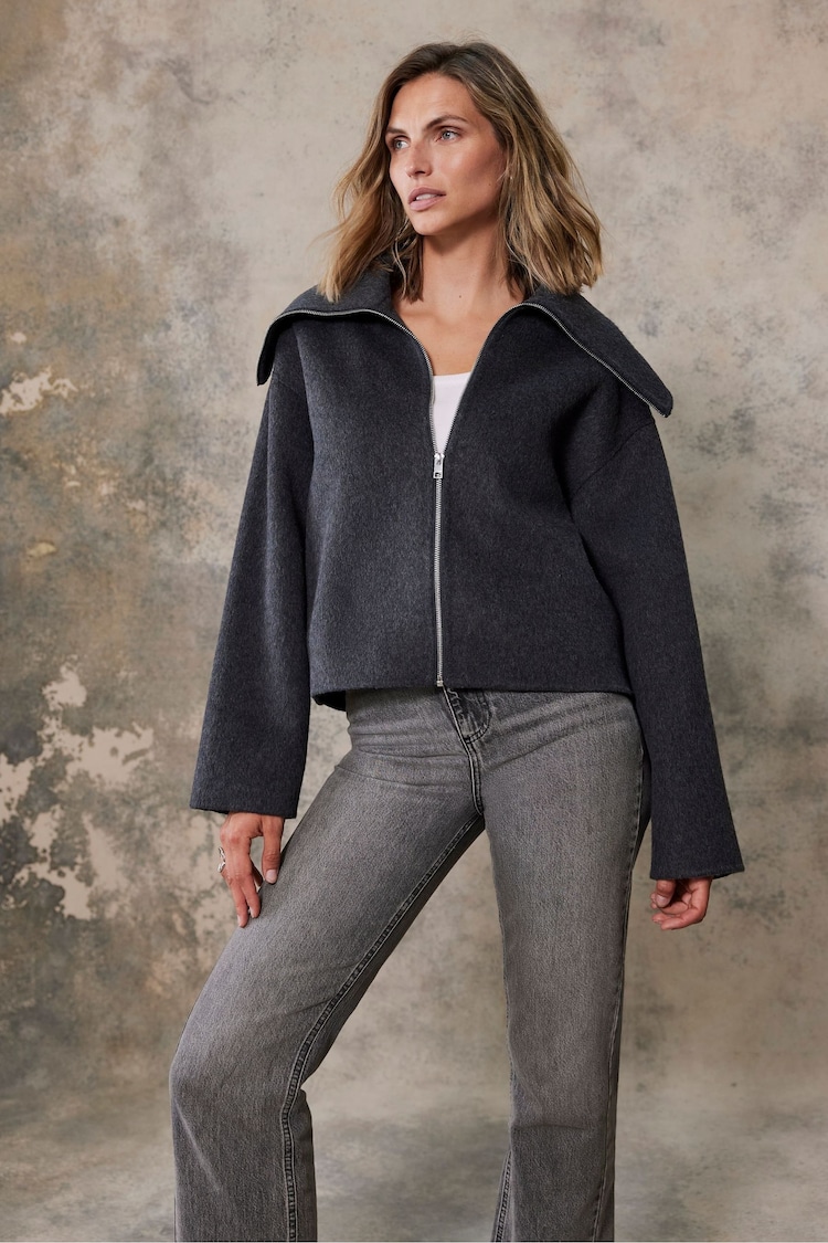 Mint Velvet Charcoal Grey Boxy Jacket - Image 2 of 4