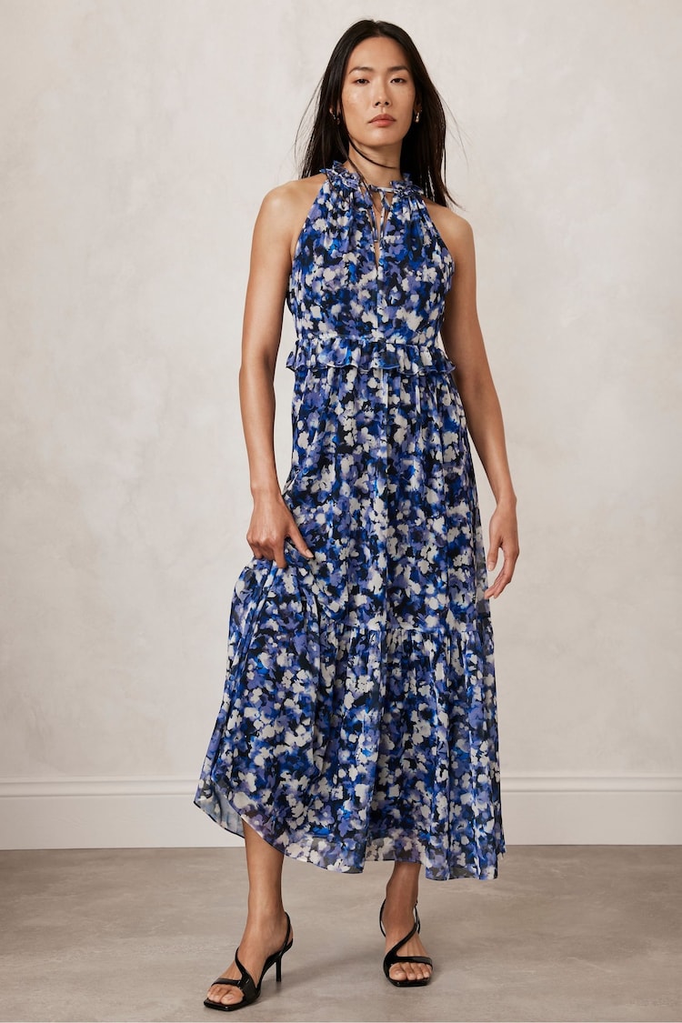 Mint Velvet Blue Abstract Print Maxi Dress - Image 1 of 4