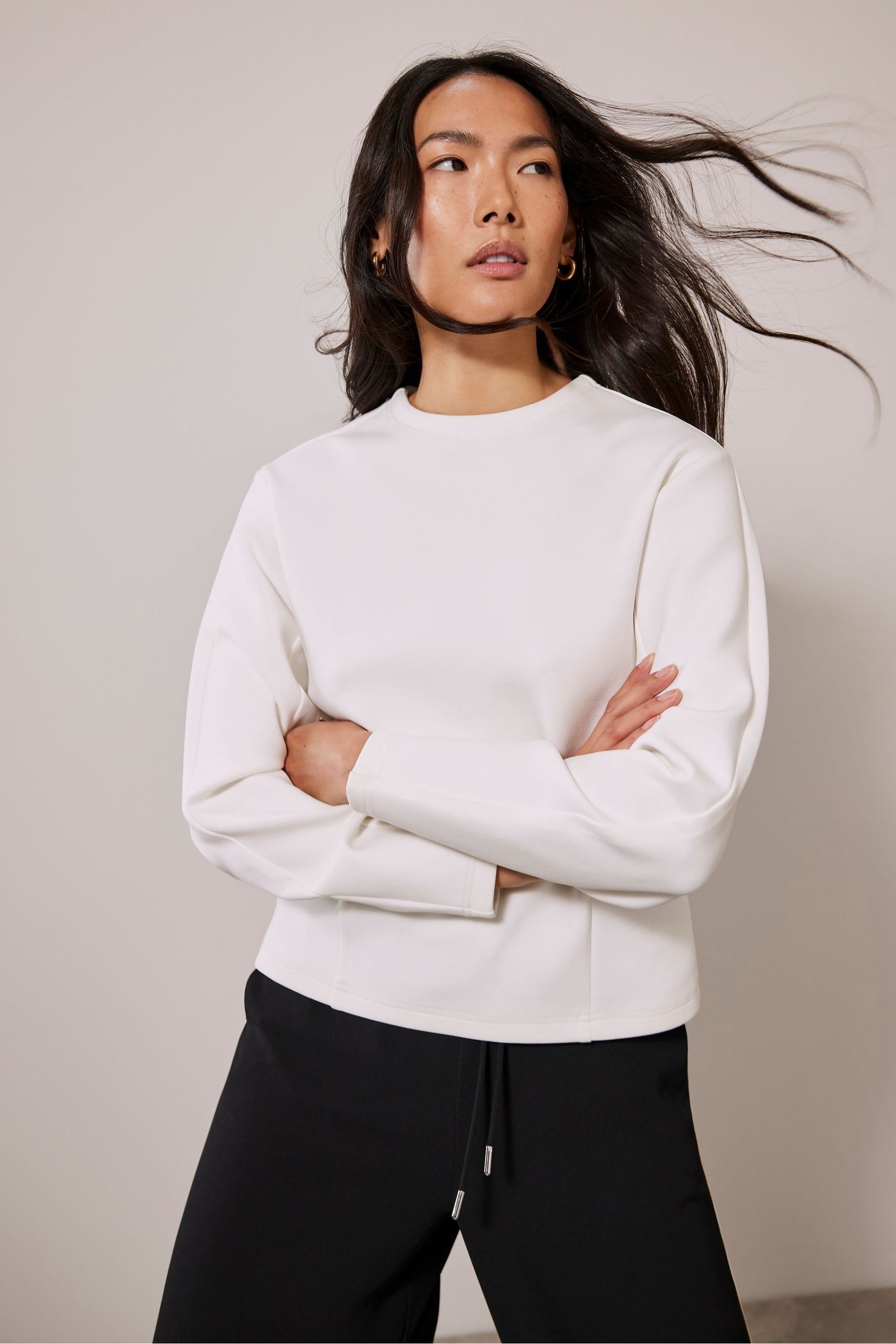 Buy Mint Velvet White Structured Sleeve Sweatshirt from the Next UK online shop