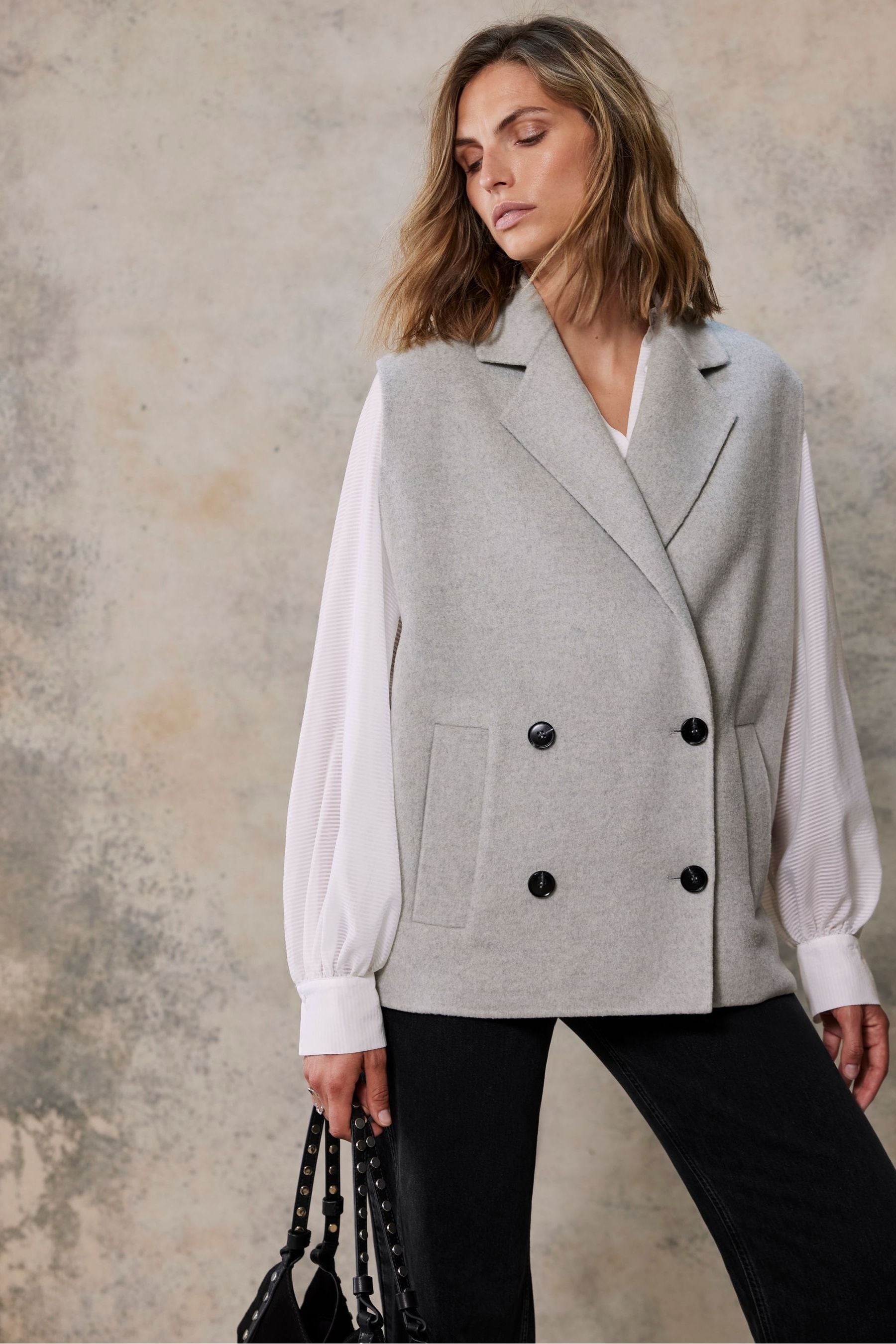 Buy Mint Velvet Grey Sleeveless Blazer from Next Luxembourg