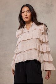 Mint Velvet Pink Tiered Ruffle Top - Image 1 of 4