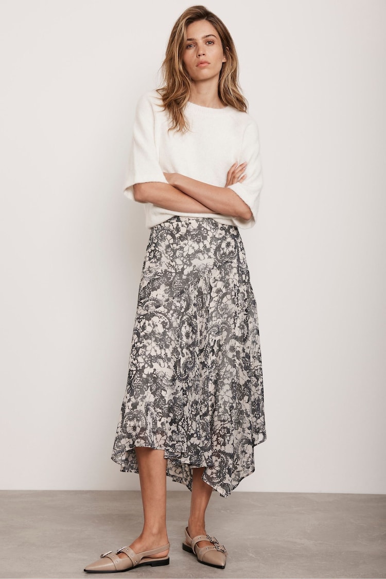 Mint Velvet Cream Print Midi Skirt - Image 2 of 4