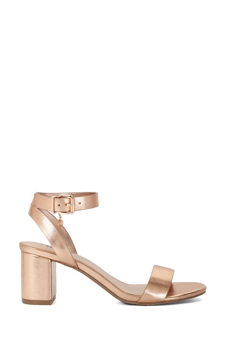 Dune London Natural Memee Mid Block Heel Sandals - Image 1 of 5