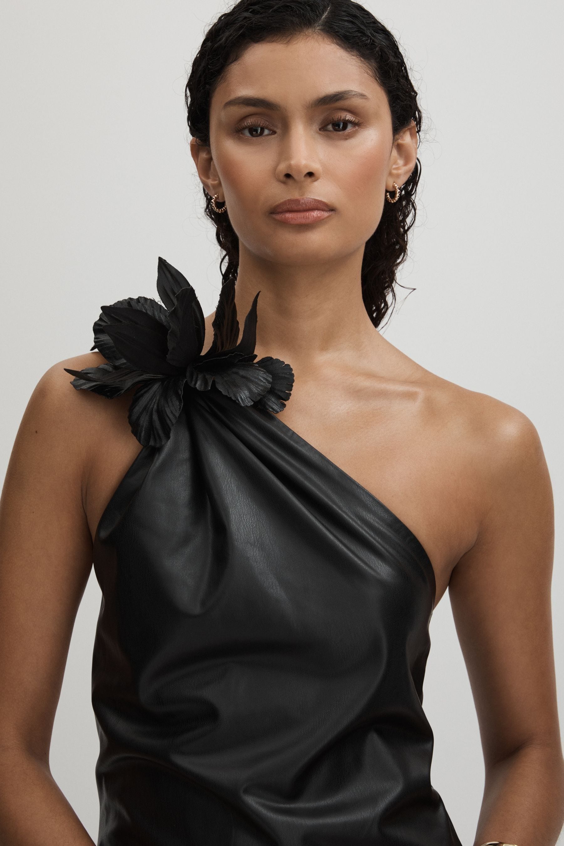 Buy Halston Faux Leather One Shoulder Maxi Dress from Next Luxembourg