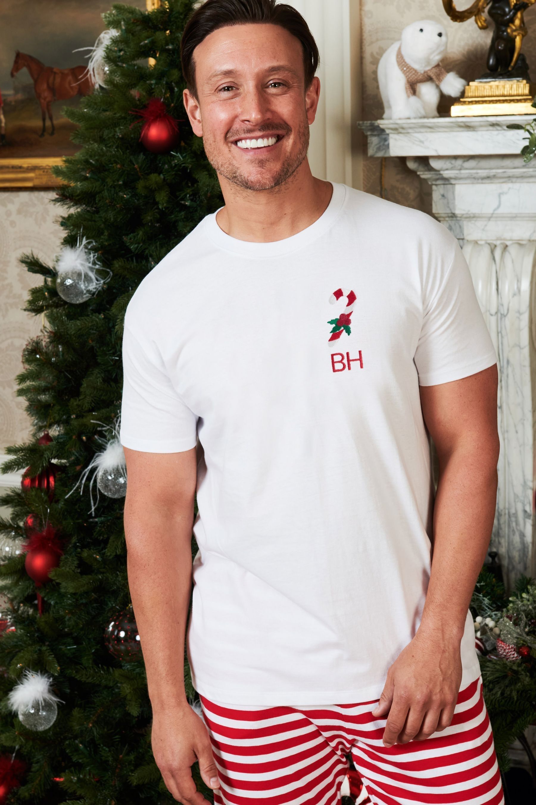 Buy Mens Personalised Christmas Candy Cane Pyjamas by Stitch Style from the Next UK online shop