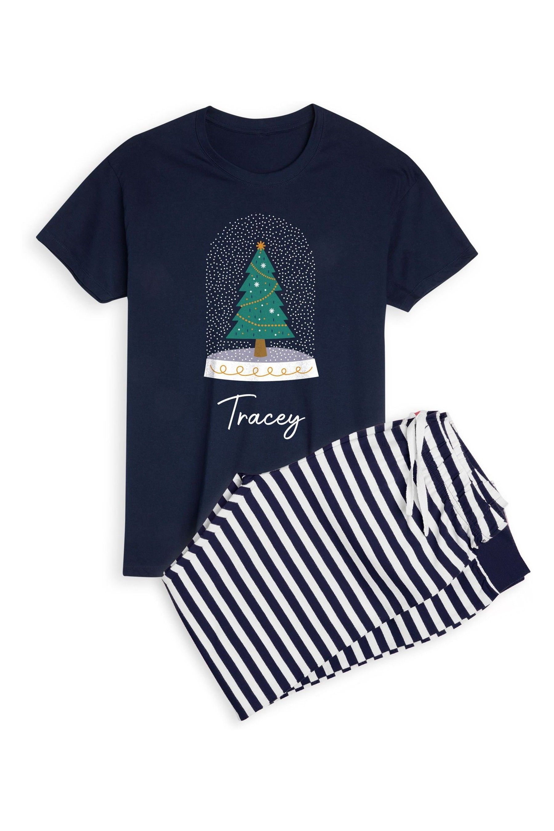 Buy Womens Personalised Christmas Tree Snow Globe Pyjamas by Stitch Style from the Next UK online shop