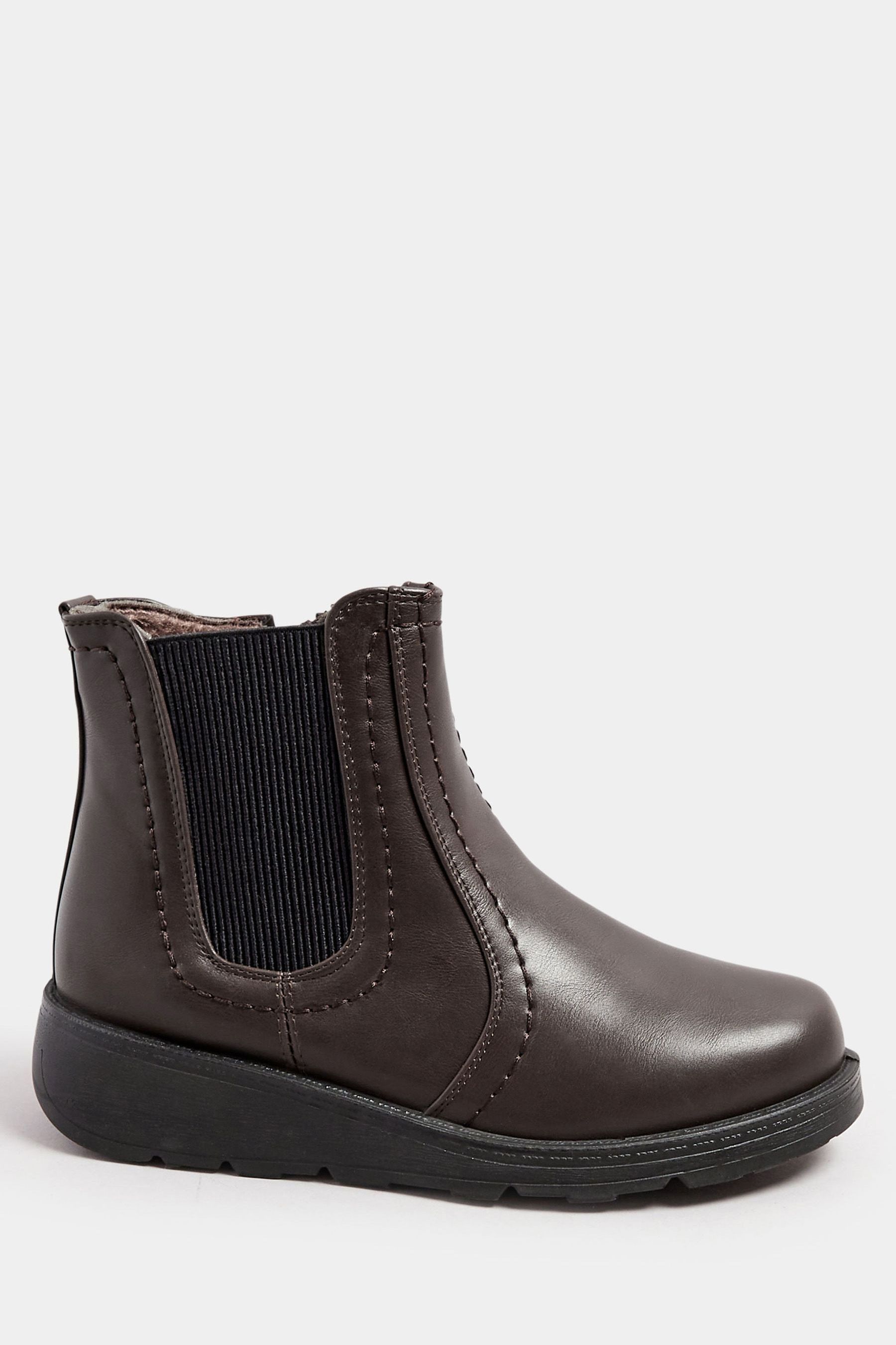 Brown Yours Curve Extra Wide Fit Wedge Chelsea Boots