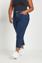 Yours Curve Blue Boyfriend Jeans - Image 1 of 4