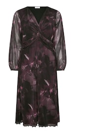 Yours Curve Purple London Twist Front Mesh Maxi Dress - Image 5 of 5