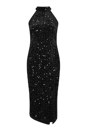 Yours Curve Black London Sequin Velvet Choker Dress - Image 5 of 5