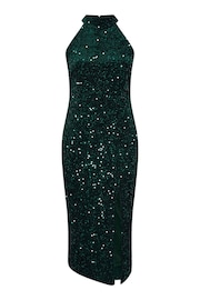 Yours Curve Green London Sequin Velvet Choker Dress - Image 6 of 6