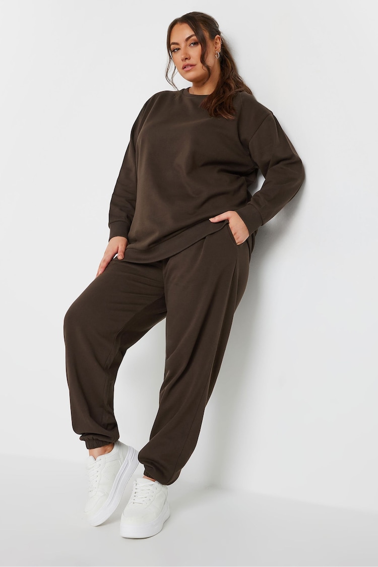 Yours Curve Brown Cuffed Joggers - Image 2 of 4